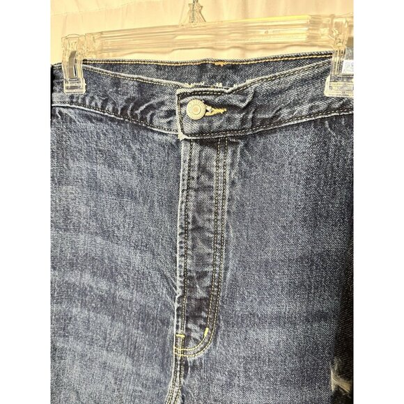 Old Navy High Rise Slouchy Straight Ripped Cut Off Jeans 26 High Rise Button Fly - Picture 8 of 15